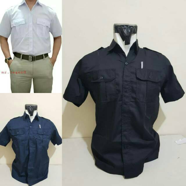 KEMEJA PDL PDH POLOS LENGAN PENDEK / BIRU - PUTUH -HITAM