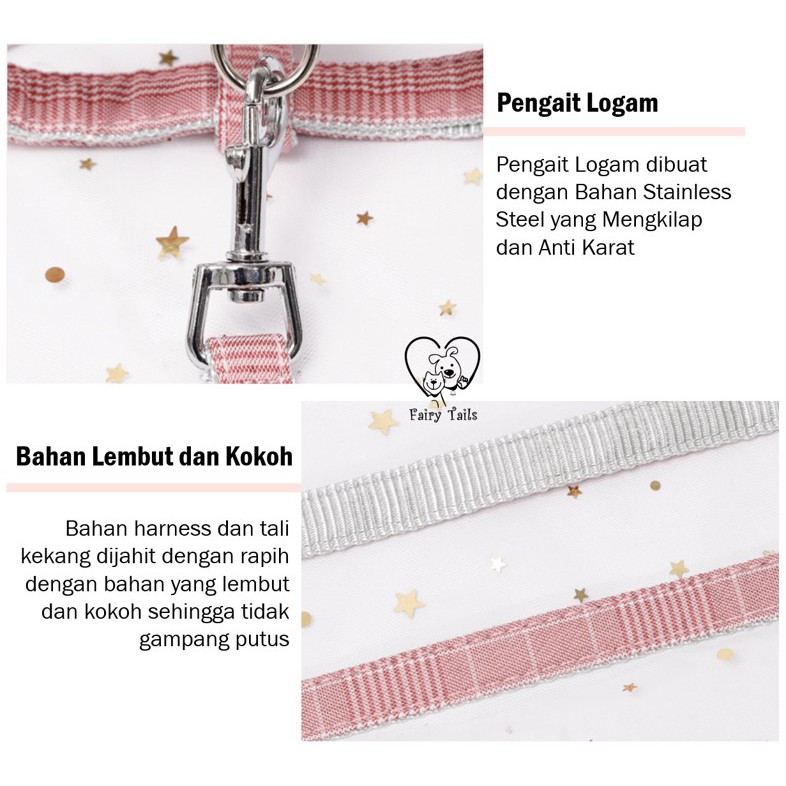 Tali Tuntun Tali Kekang dengan Harness Jepang Kucing Anjing Pita | Ribbon Pet Cat Dog Leash