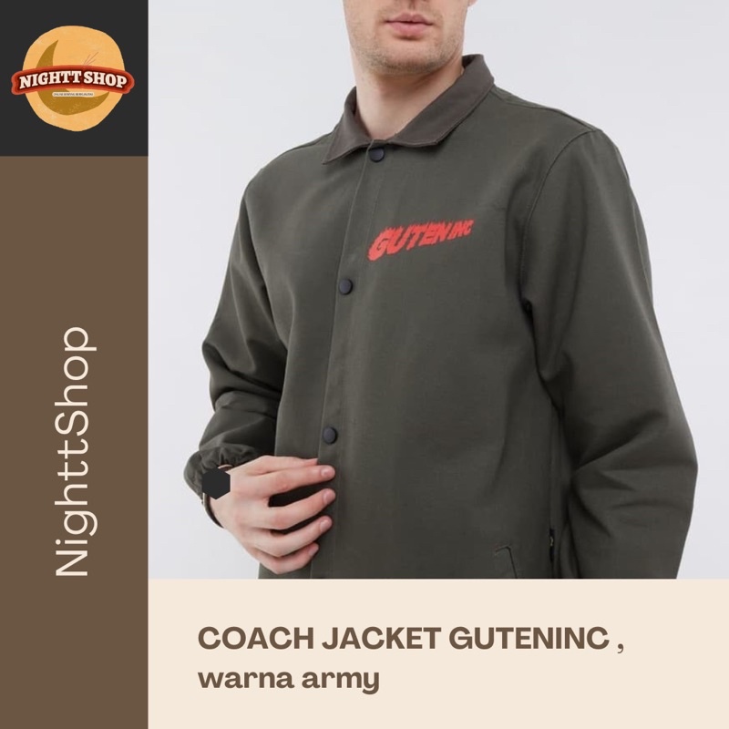 COACH JACKET GUTEN INC, Warna Army