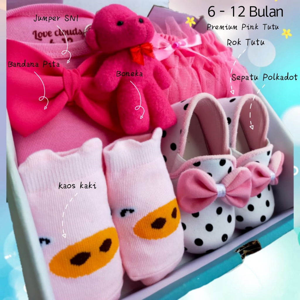 Hampers Bayi Newborn Baby Gift Set Unisex Kado Kelahiran Parcel Bayi Laki-laki Perempuan-Premium Pink Tutu
