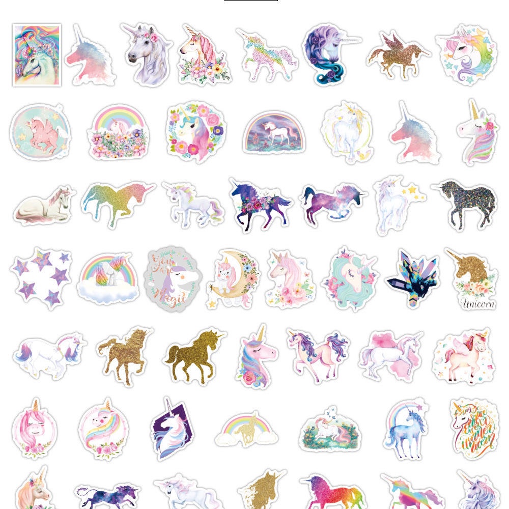 50 unicorn Kreatif Korea gadis stiker mahasiswa lucu bentuk kartun album Jurnal dekorasi stiker kope