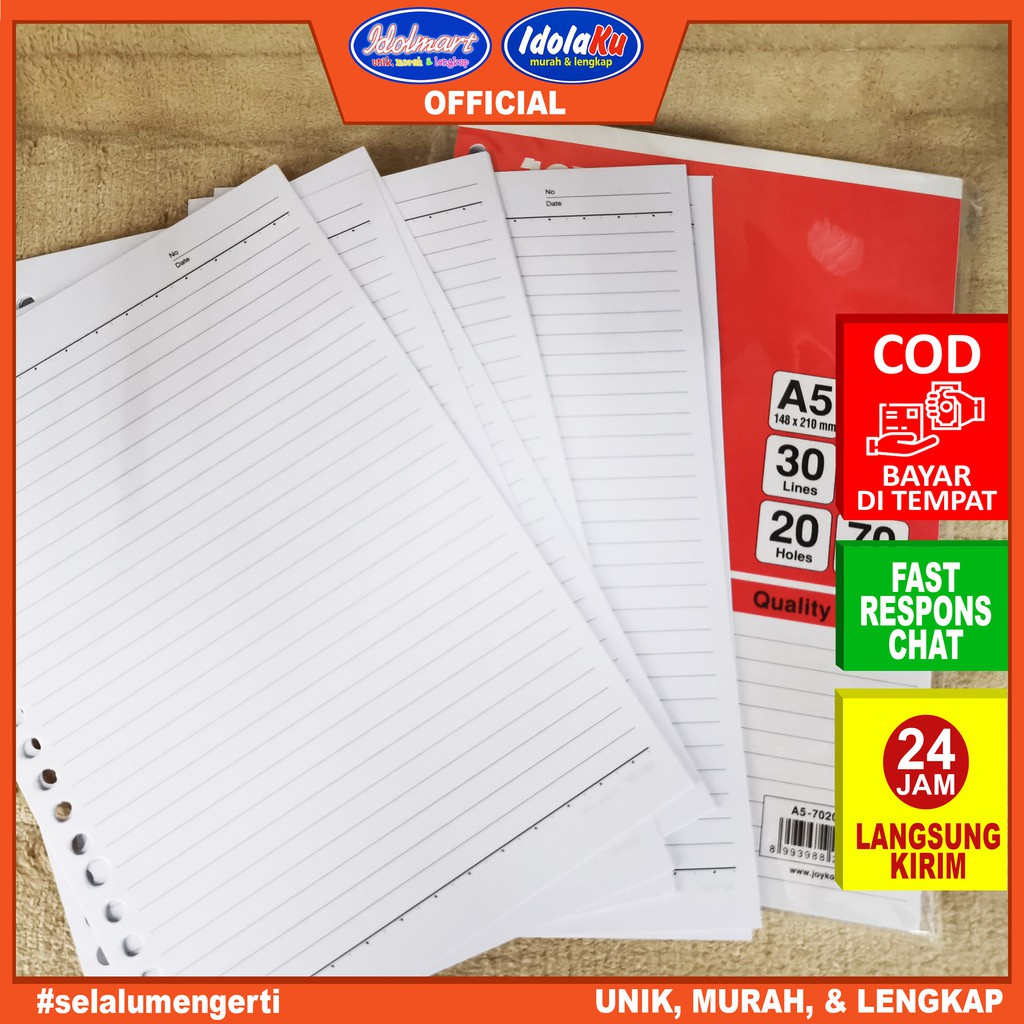 IDOLMART Loose Leaf Joyko A5 100 lembar / Isi Refill Kertas File Surabaya