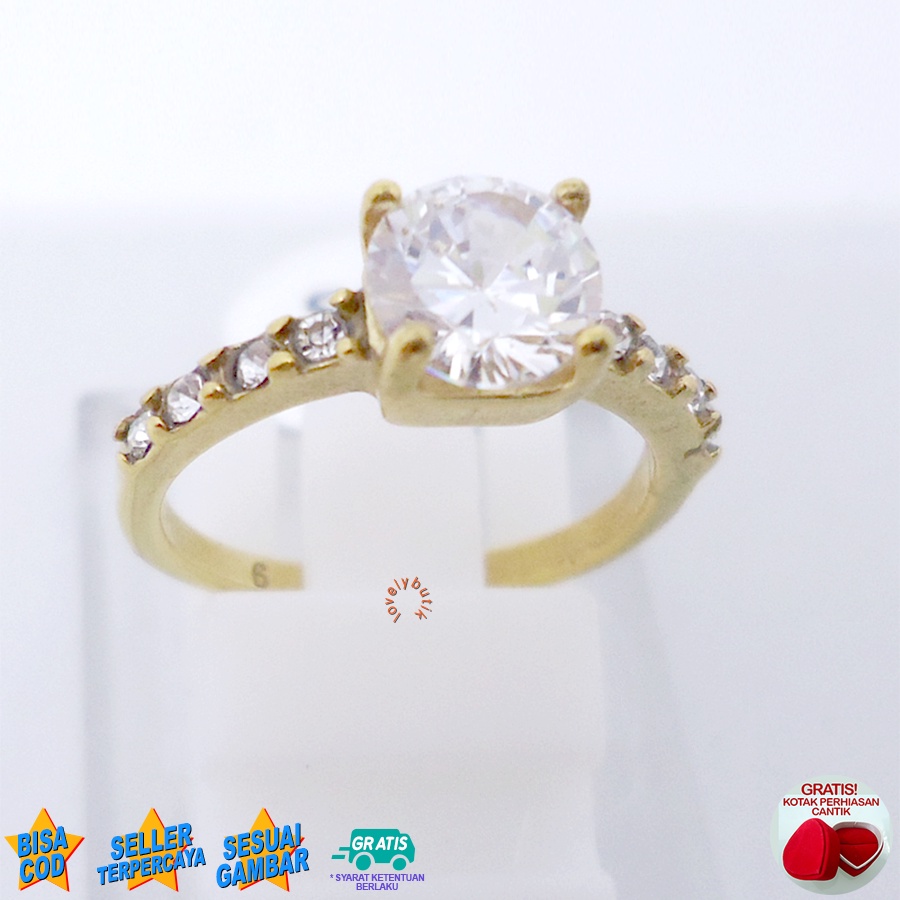 Lovelybutik - Cincin Titanium Wanita Anti Karat Sakura Anti Hitam BONUS KOTAK PERHIASAN