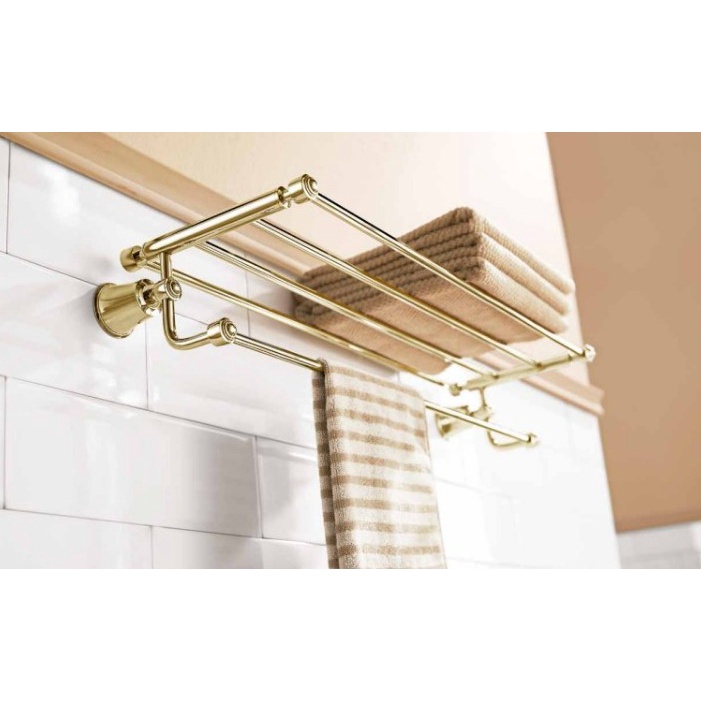 PALOMA BAP 7407 GOLD BRASS RAK GANTUNGAN HANDUK KAMAR MANDI TOWEL SHELF RAK HANDUK GANTUNGAN HANDUK
