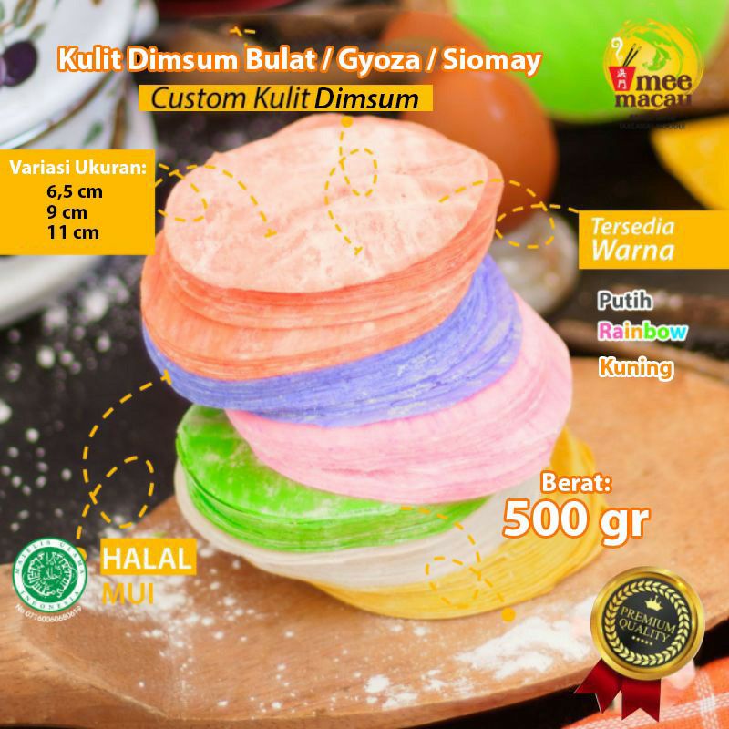 TERMURAH !! 500 Gram Kulit Dimsum Siomay | 100 - 120 Lembar Lebih | Kulit Bulat Putih / Rainbow | Harga Hemat Kualitas Terbaik | Produsen Langsung | Kulit Bulat Dimsum Siomay Gyoza Kulit Pangsit Goreng Rebus Kukus