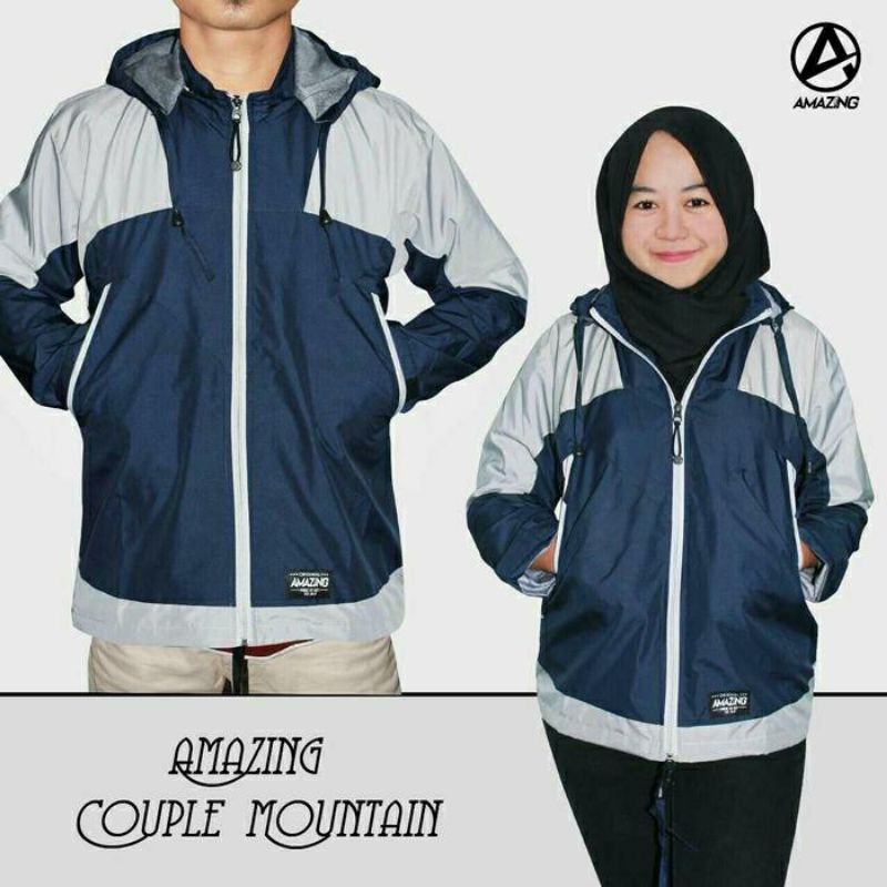 AMZ JACKET JAKET OUTDOOR WATERPROOF / JAKET ANTI ANGIN UNISEX - ADV NAVY