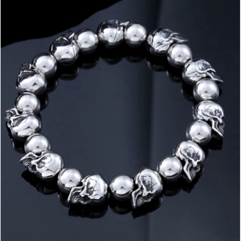 Men Stainless Steel High Quality Punk Skull Bracelet Personality Party Jewelry （The product shall prevail）