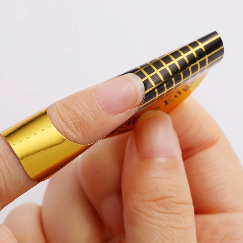 (50 / 100pcs) Stiker Kuku Diy Warna Gold Bahan Akrilik Untuk Nail Art