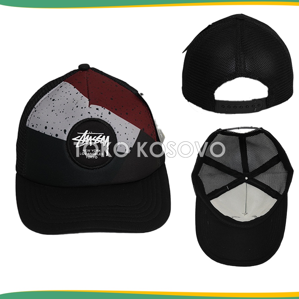 Topi Baseball Distro JARING TRUCKER Logo Distro Random Pria Wanita Topi Hitam Jaring Polos Logo NY Topi Logo Billa Bong QuickSilver Vans Volcom Converse Oakley Stussy DC Vans Topi Anak Laki Laki Perempuan Topi Pantai Topi Olahraga Sport Murah