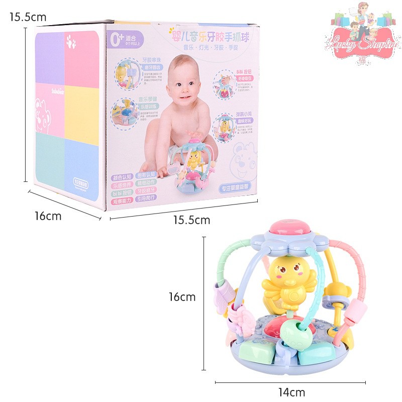 [BIG SALE] Mainan bayi rattle teether music dan lampu /mainan bola rattle musik dan lampu