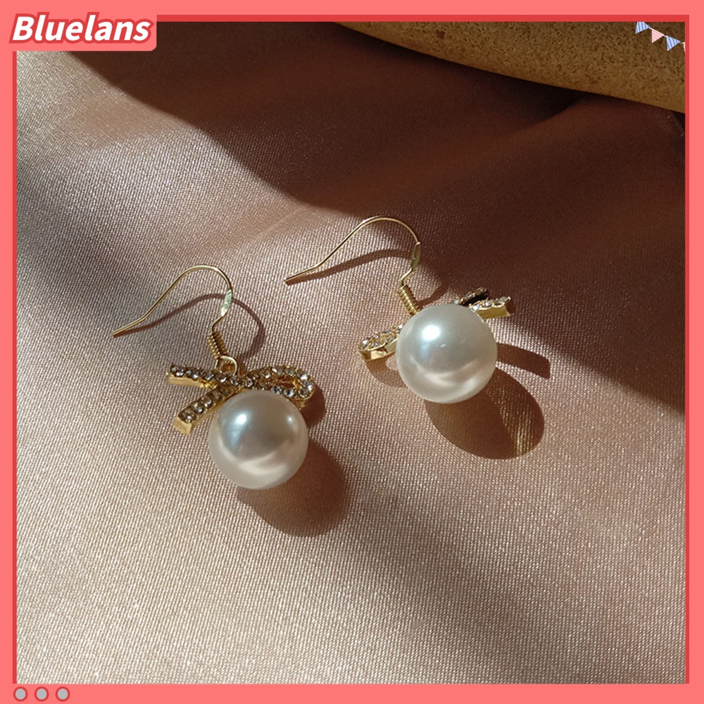 Bluelans Anting Stud Desain Pita Aksen Berlian Imitasi Untuk Wanita