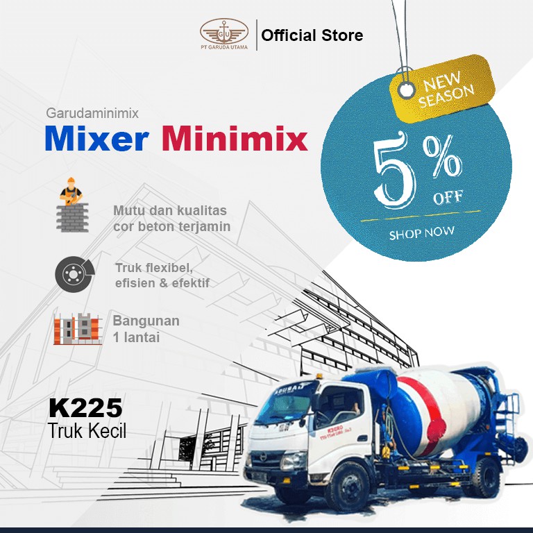 Jual Beton Readymix / K225 / Minimix Jabodetabek
