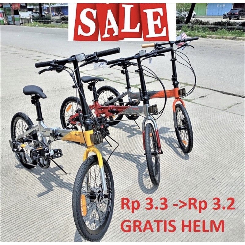 Sepeda lipat POLICE TEXAS 8+ Plus Free Helm RMB