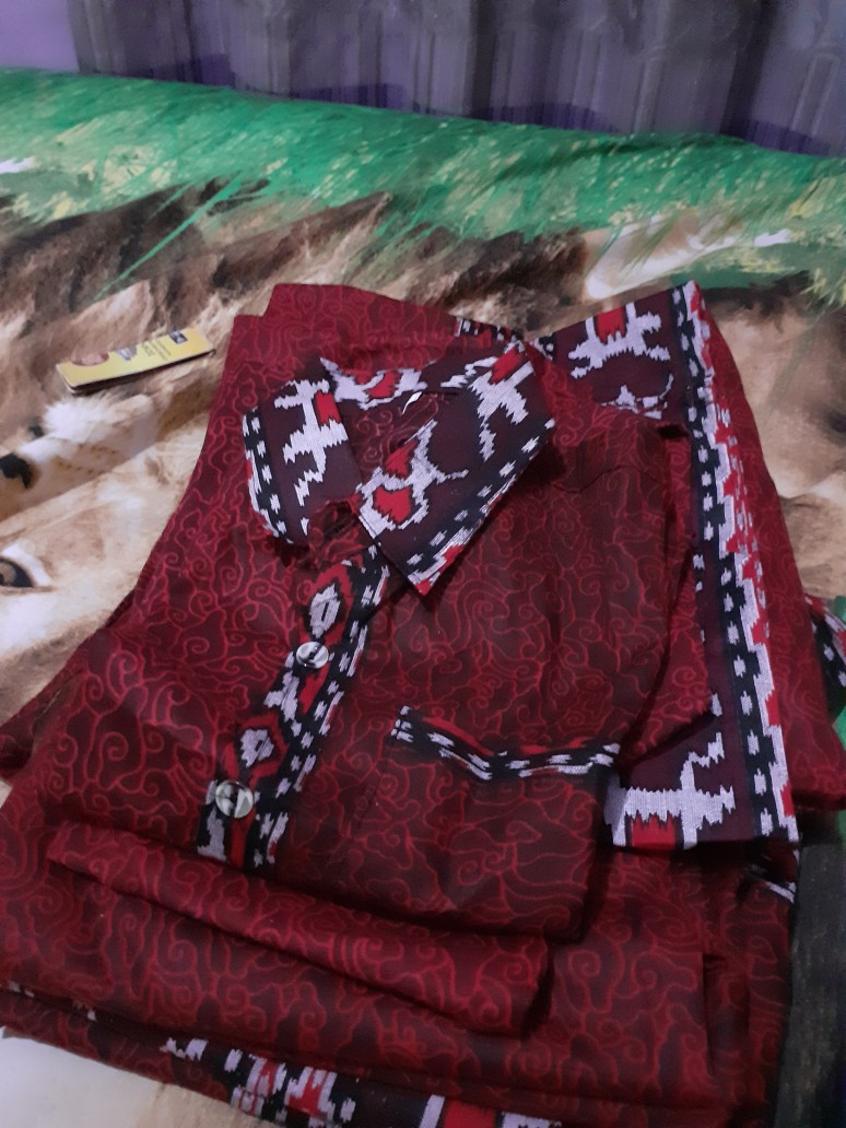 Batik Couple Keluarga Original Uzla Collection Motif Megamendung Biru