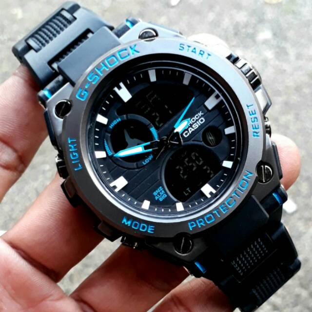 JAM TANGAN PRIA G-SHOCK G shock Rantai Mika black liat blue