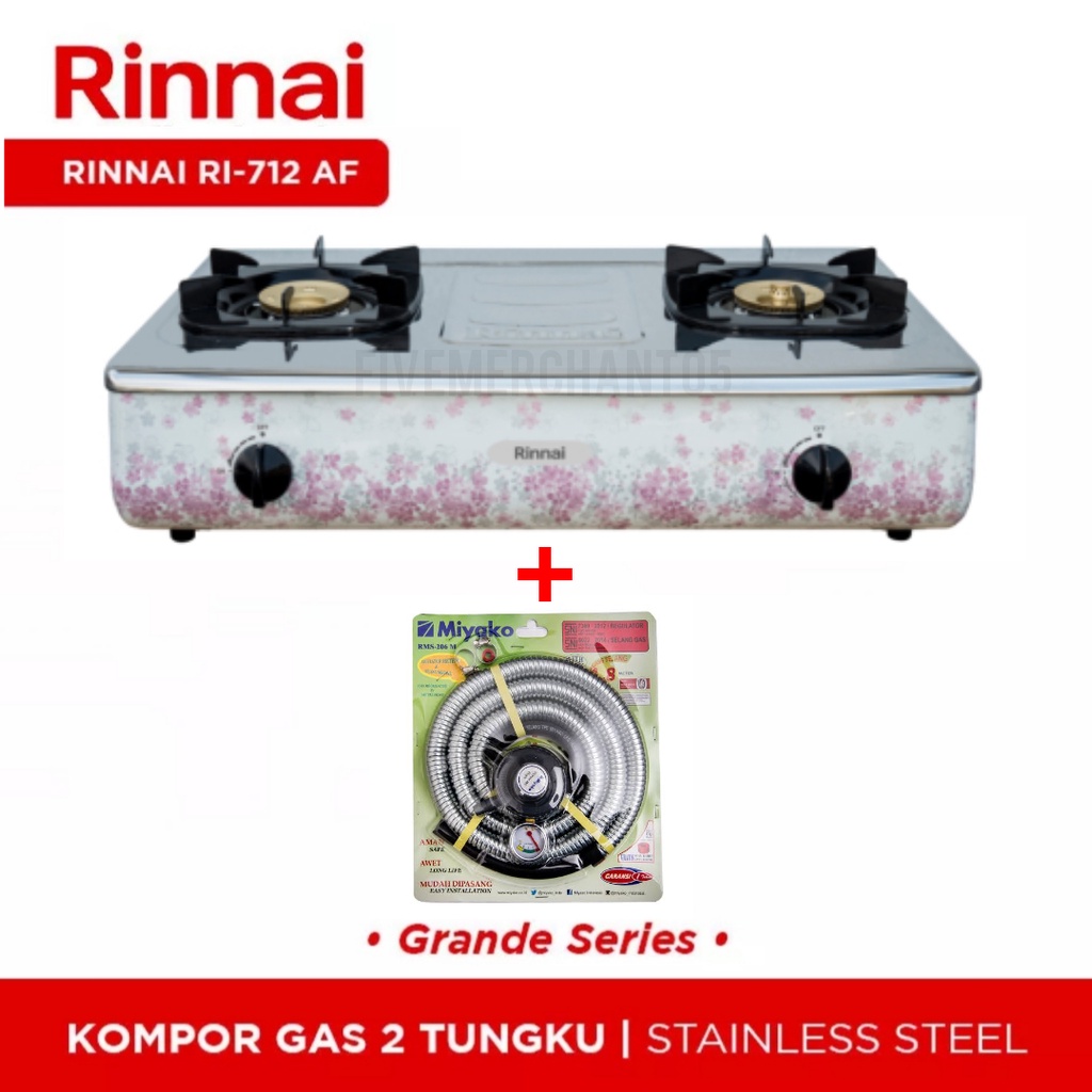 Kompor Gas Rinnai RI 712 AF Motif Sakura Kompor Stainless Rinnai 712 AF Kompor Rinnai Sakura Bunga Kompor Rinnai RI 712AF