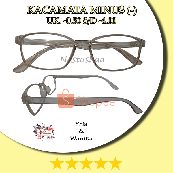 Kacamata Minus Eyeglasses Wanita -0.50 sd -4.00 Warna Caramel Kaca Mata Rabun Jauh Untuk Pria dan Wanita NOCASE