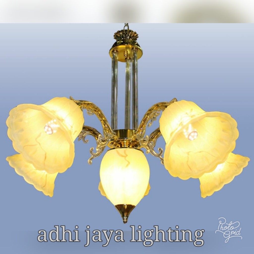 lampu gantung lampu hias gantung lampu gantung minimalis bunga cabang 5 warna gold termurah