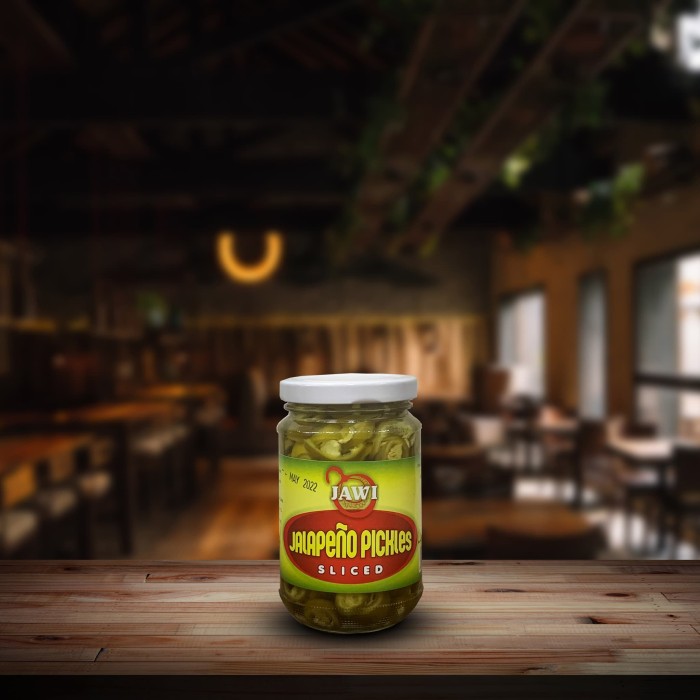 

Ready- Jawi Jalapeno Pickles Sliced - Acar Jalapeno Iris Jawi - 330 Gr