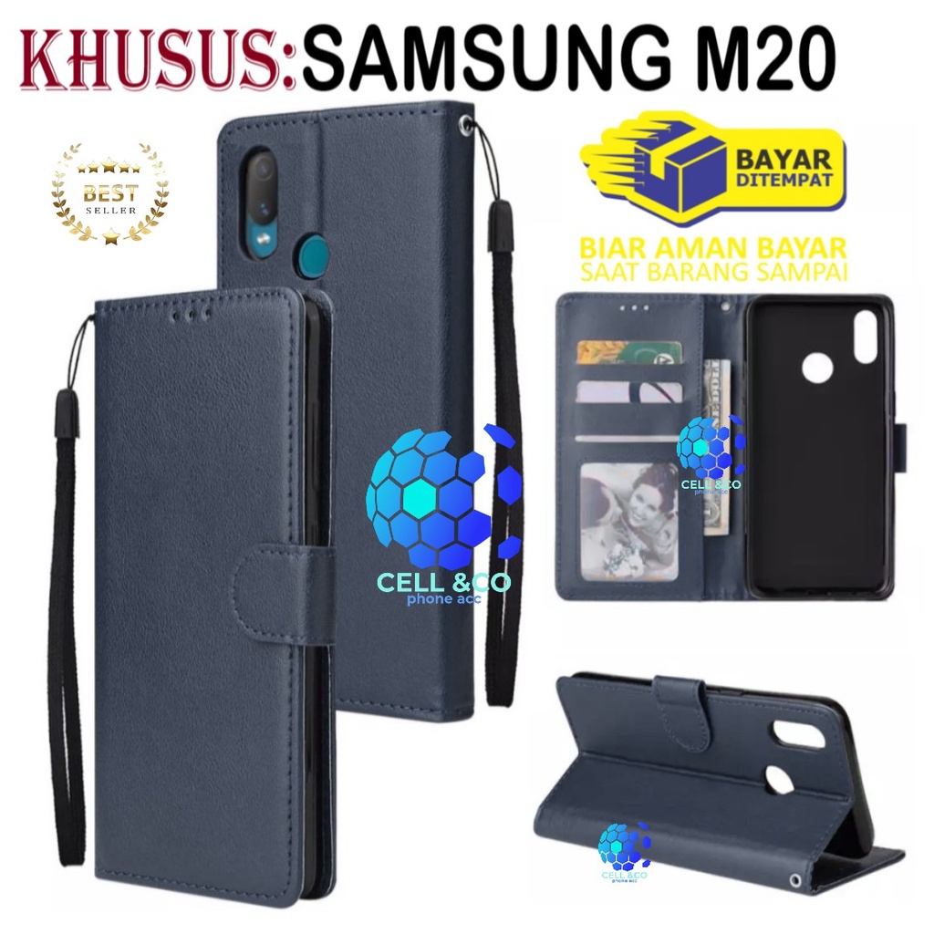 CASE SAMSUNG M20 CASE FLIP LEATHER WALLET PREMIUM FLIP CASE BUKA TUTUP KESING HP CASING FLIP CASE WALLET SAMSUNG M20