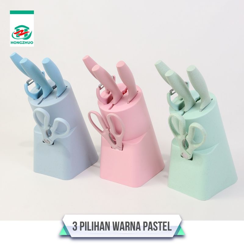 pisau dapur set 6 in 1/kitchen knife set 6 in 1 dengan wadah berkualitas