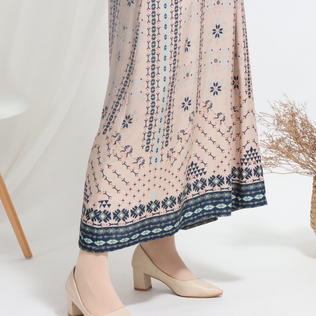 Lalucuku Sabrina Cream Dress Gamis Homey Bahan Catton Rayon Lengan Panjang-8