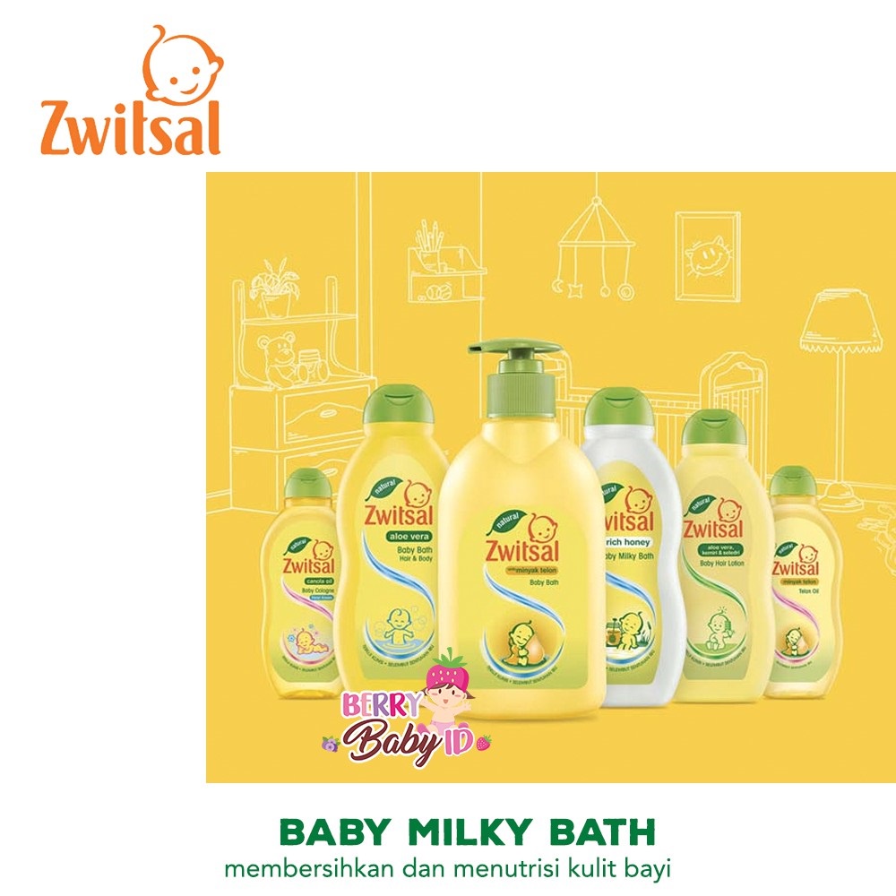 Zwitsal Natural Baby Milky Bath With Rich Honey Sabun Bayi Anak 250ml Berry Mart