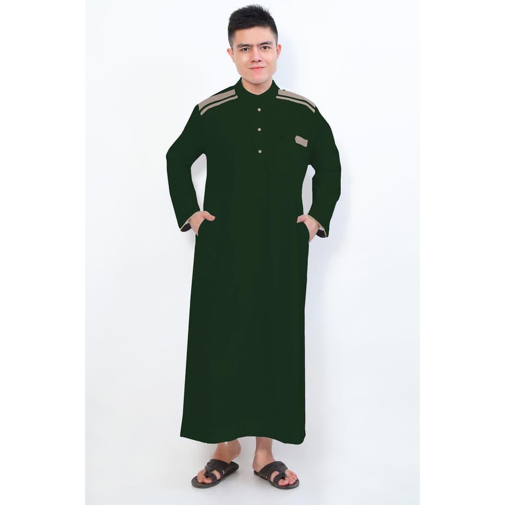 JUBAH CORDOVA HIJAU BOTOL AL-ISRA PAKAIAN GAMIS PRIA MUSLIM - HIJAU, S