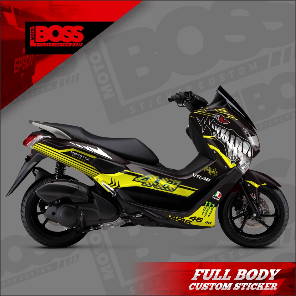 Decal Sticker Yamaha Nmax 155 Old Fullbody 2015-2019 Desain shark lmited