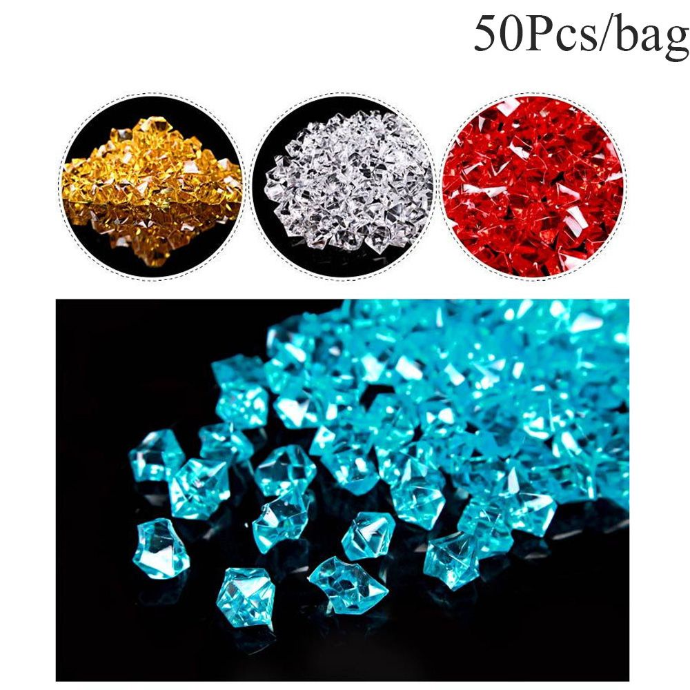 CHOOKYY 50 Pcs/Bag Colorful 1.4*1.1cm Aquarium Decoration Acrylic Stones Crystal Ice Cubes Decor Vase Filler Pebble Fish Tank Home Ornament