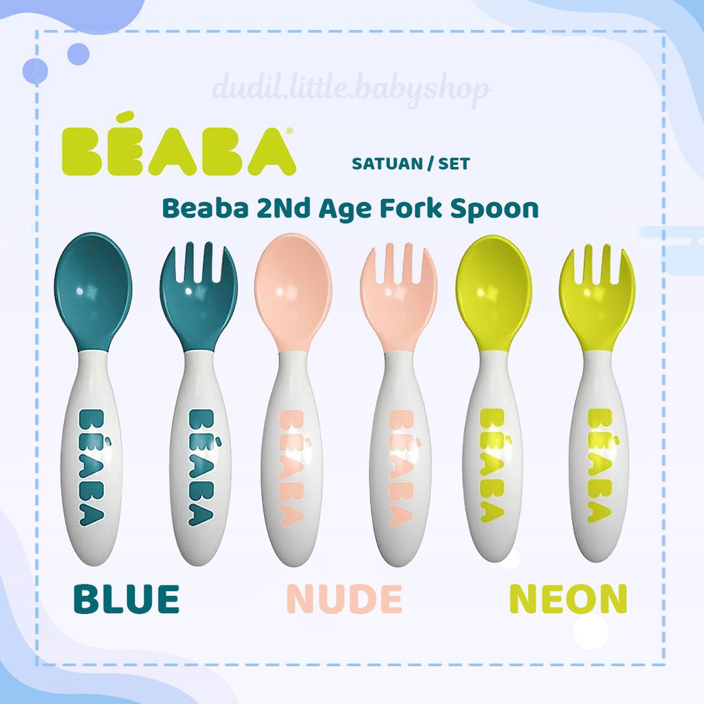 anak_asi SENDOK GARPU ANAK BEABA SET 2 SECOND AGE TRAINING FORK SPOON