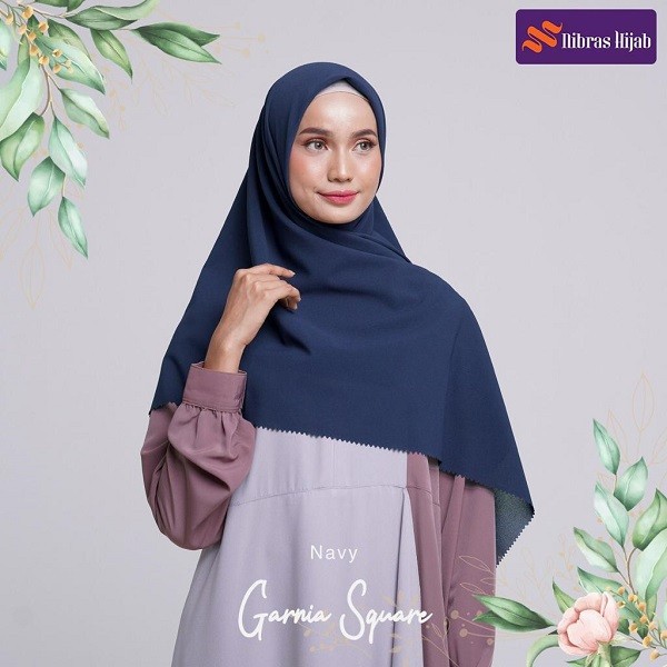 Garnia Square Nibras Hijab 17 Variasi Warna / Square Instan Jilbab Hijab Segiempat Segi Empat Polos-Navy