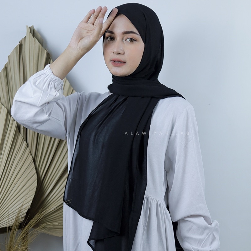 PASHMINA PANJANG EXCLUSIVE ALAWIYAHIJAB 185x75 cm-Rich Black