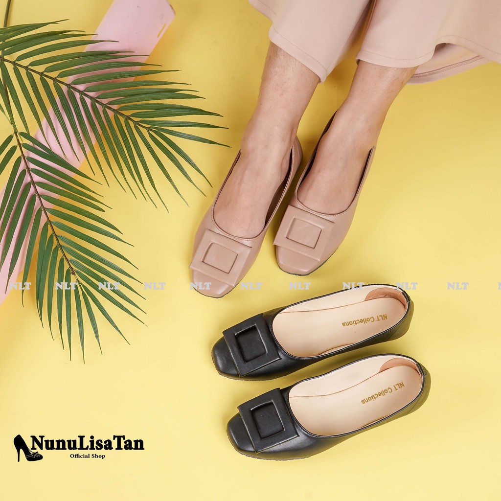 NunuLisaTan SAFON - Terbaru Flat Shoes Teplek Wanita Korea KOTAK