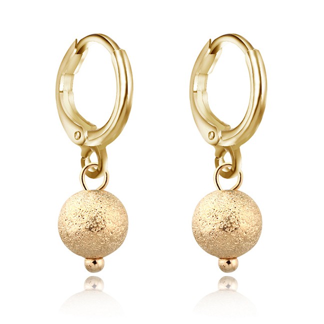 LRC Anting Tusuk Fashion Golden Ball Alloy Earrings D67295