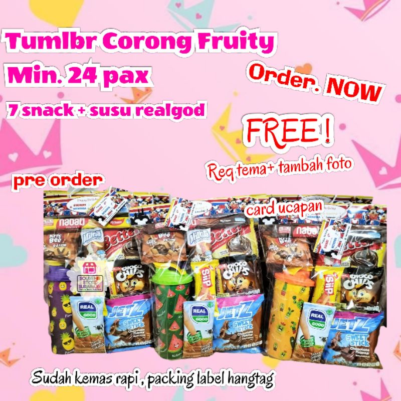 TUMBLR CORONG FRUITY || Bingkisan Souvenir Snack Ultah Anak || Paket Snack UlangTahun || Hampers Ultah Murah || Snack Ultah Surabaya