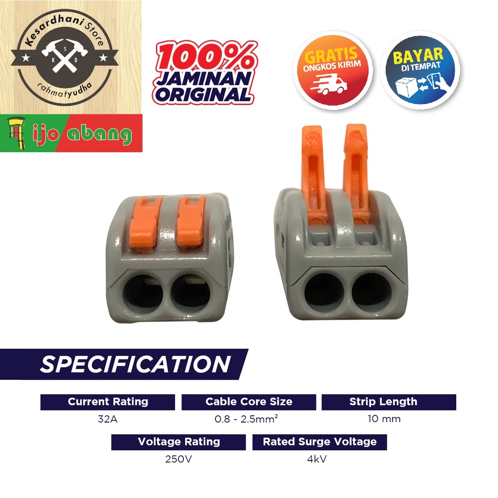 Konektor Sambungan Terminal Kabel Listrik 2x2 pin Block Connector Plug-in Wire Electricity Electrical Electronik Save Pengaman Pencegah Korsleting