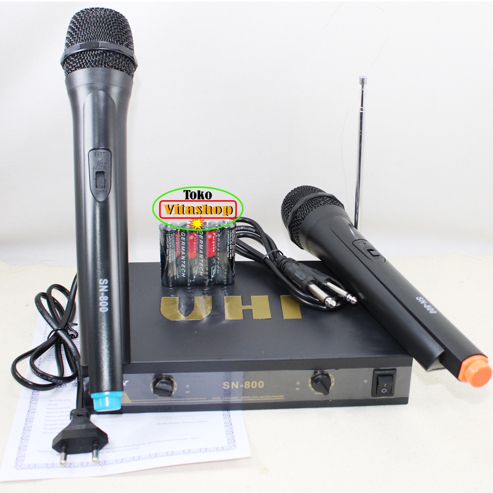 Mic Wireless Sony SN-800 Microphone Genggam Mik Mikropon 2 Handle Mikrofon Karaoke