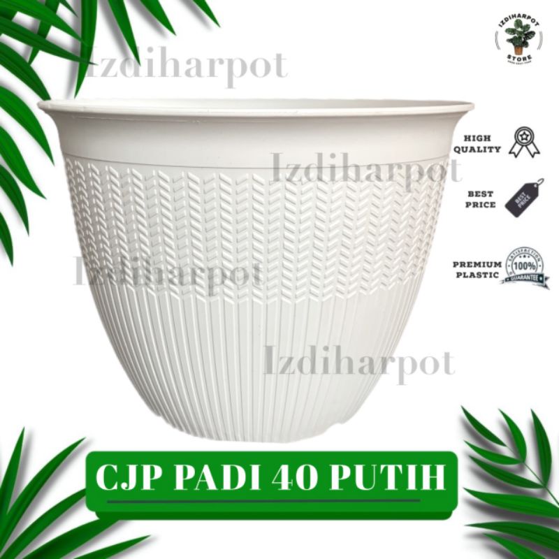 pot bunga tanaman cjp padi 40cm putih - CJP PADI 40 PUTIH 9940