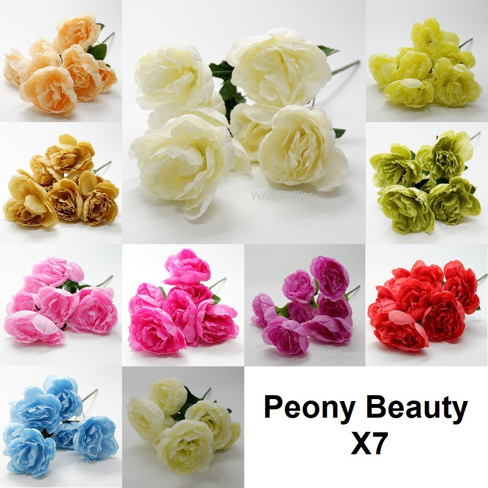 WANFLOWER Bunga Peony Beauty X7 * COKLAT