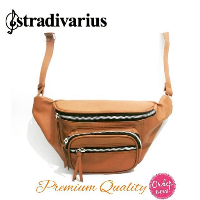 Sale!! Stradivarius Zipper Waistbag [Coklat /Brown] Waist Belt Bag