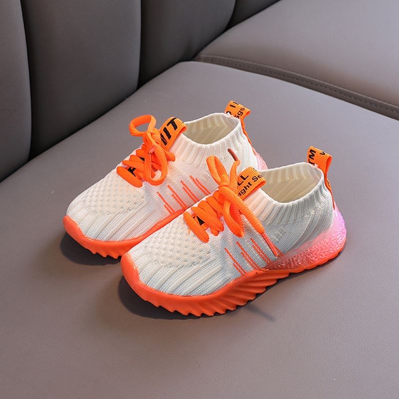 BJS018 - BLACK/GREEN/ORANGE/PINK - Sepatu Sneakers Anak Imut SEPATU ANAK SEKOLAH SNEAKERS ADA LAMPU LED TALI FLAT LUCU BAGUS FASHION IMPORT TERMURAH TERLARIS TERBARU BAGSTORE JAKARTA JSK018