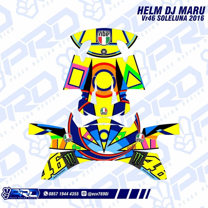  Stiker  Helm  KYT DJ Maru VR46  Soleluna 2021 Shopee Indonesia