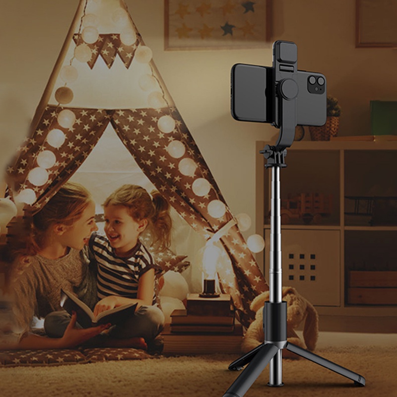 GROTIC Q02s Tripod Selfie Stick Fill Light Bluetooth Remote Tongsis 1045mm
