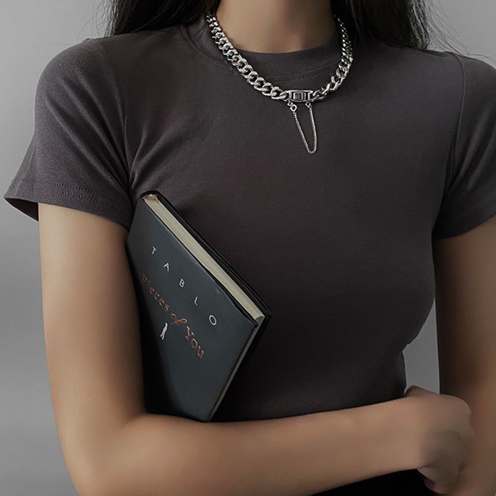 【COD Tangding】Kalung Choker Rantai Klavikula Bahan Logam Gaya Hip Hop Untuk Wanita
