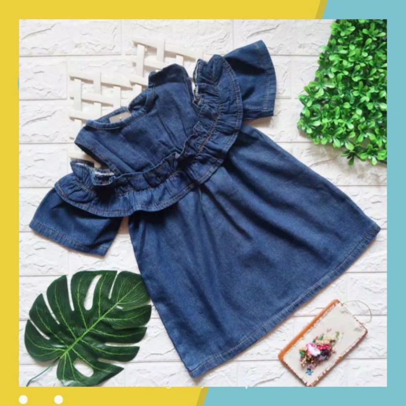 Dress Anak Perempuan / Dres Anak Perempuan / Dress Jeans Anak SABRINA By Laurakids 1-3 Tahun