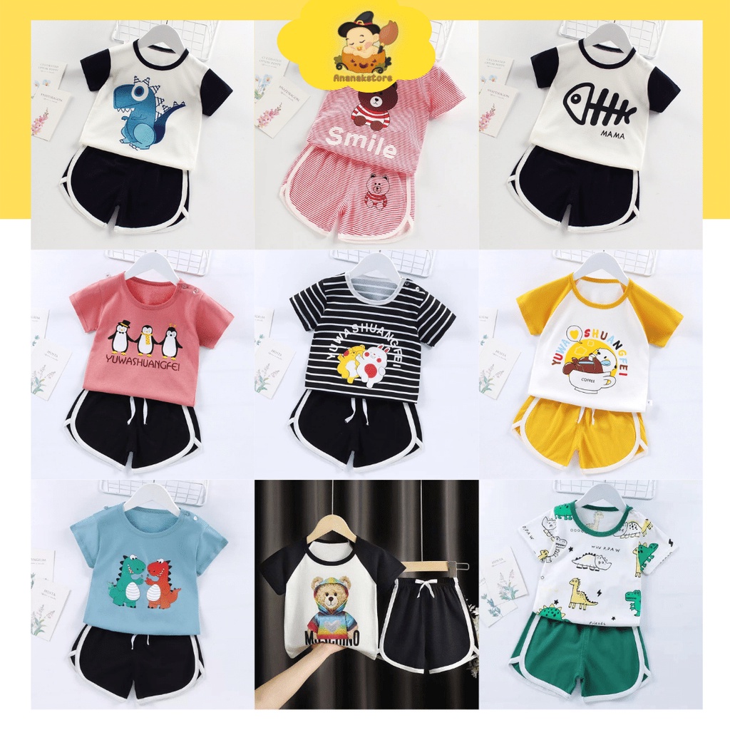 setelan bayi laki laki perempuan untuk newborn bahan katun baju santai newborn / baju tidur anak