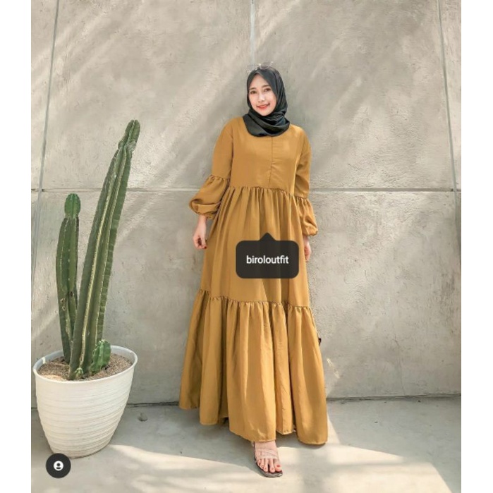 READY,AFIFA MIDI DRESS RUFFLE/BISA BUSUI FRIENDLY