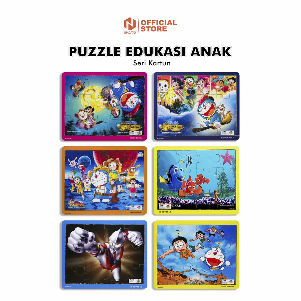 Puzzle Edukasi Anak / Puzzle Kayu / Mainan Edukasi Anak Kartun Finding Nemo Doraemon Ultraman