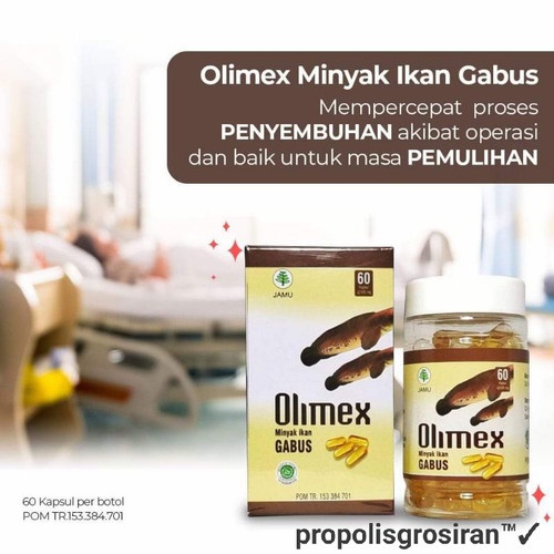 Kapsul Olimex Ekstrak Minyak Ikan Gabus Asli Kutuk - Kapsul Pasca Operasi ASLI 100% - Ekstrak Albumin Albusmin Sari Kutuk Ikan Gabus Luka 5x Lebih Cepat Kering Asi Booster - olimax obat Luka Diabetes